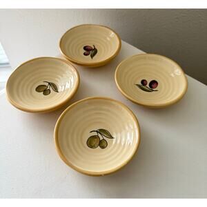 Pottery Barn | Set 4 | Rustic Olive Oil Appetizer Dipping Plates Assorted Design